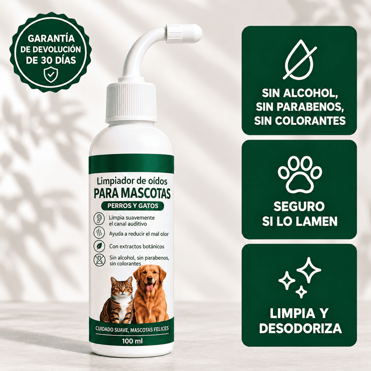Limpiador de Oídos para Perros y Gatos