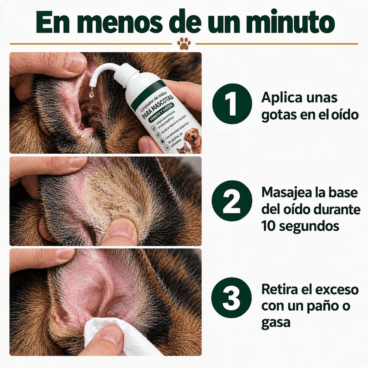 Limpiador de Oídos para Perros y Gatos