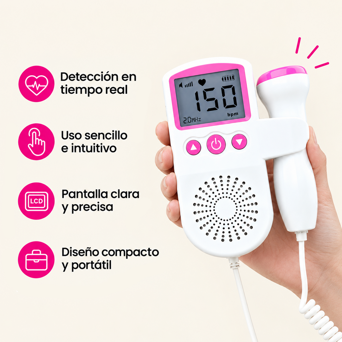 Doppler Fetal Portátil - AQORA BabyHeart™